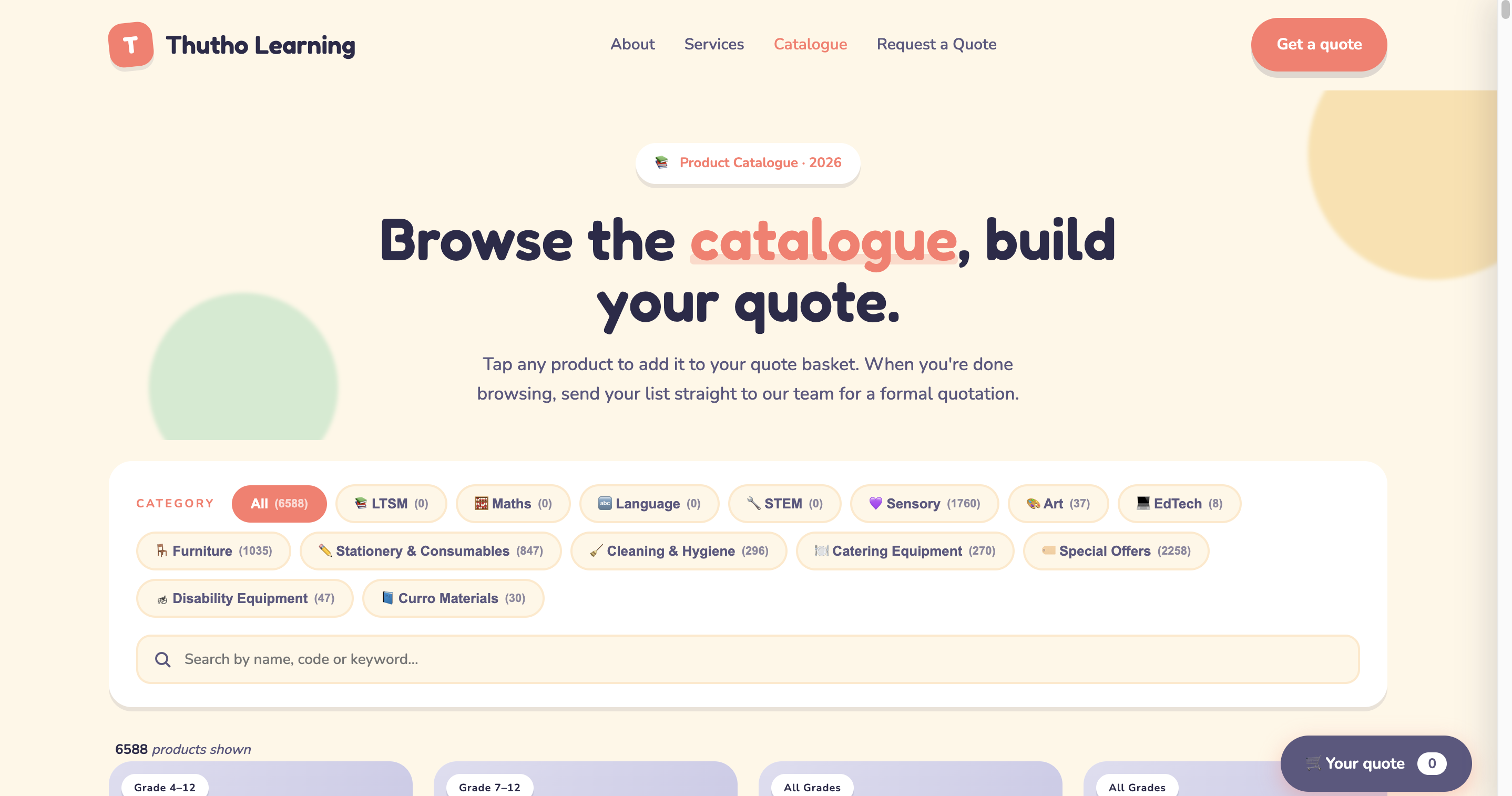 Thutho Learning website screenshot